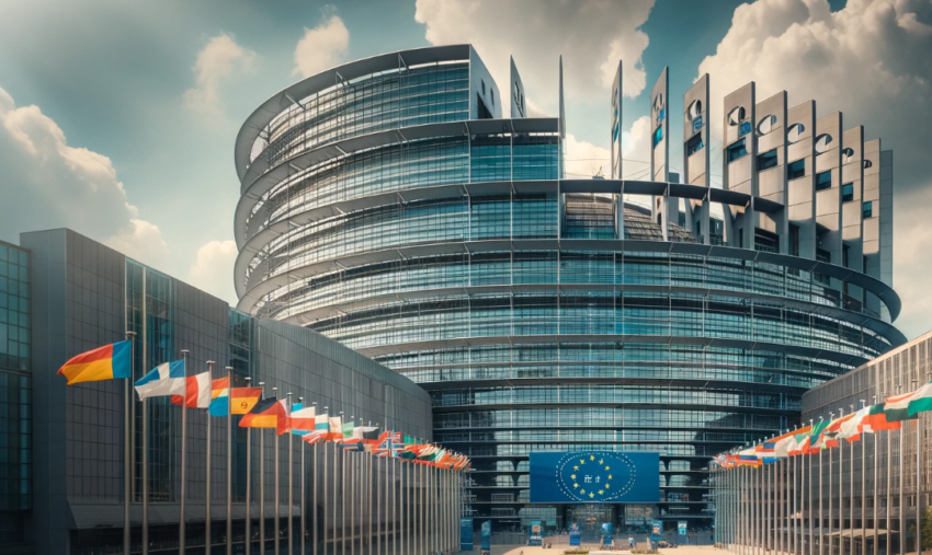 image of the European Parliament building.