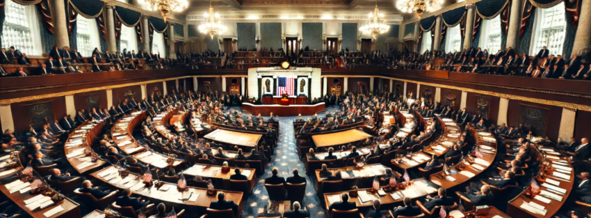 wide-format image of the floor of the House of Representatives during a session