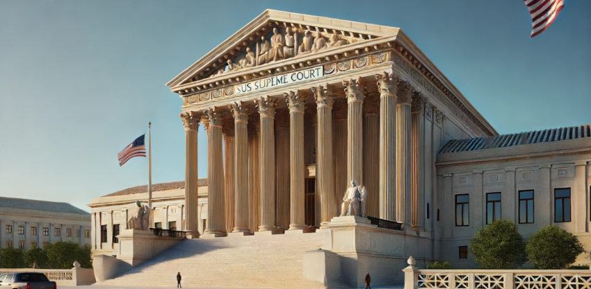 wide format image of the US Supreme Court Building.