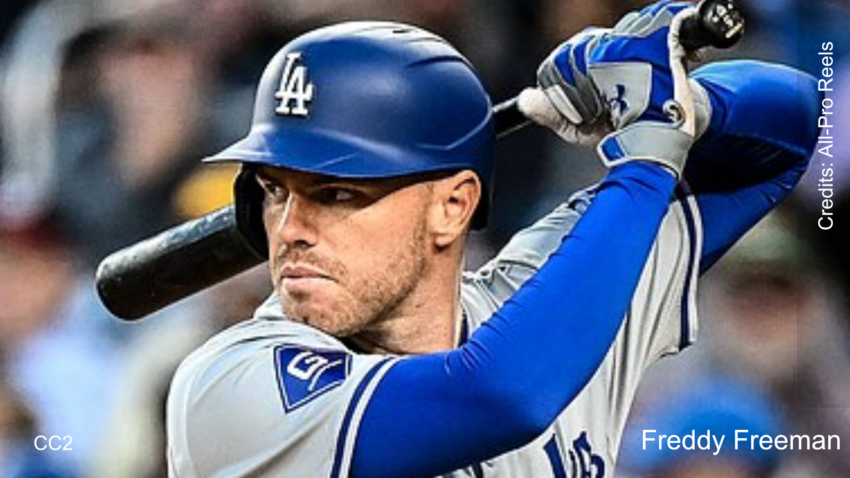 n WASHINGTON, D.C., APRIL 24, 2024 — Los Angeles Dodgers first baseman Freddie Freeman awaits a pitch during a game against the Washington Nationals