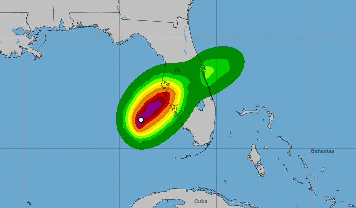 The time of the tropical cyclone's center location at the bottom of the graphic will be 3 hours earlier than the time of the current advisory. The forecast cycle for each advisory begins 3 hours prior to the issuance of the advisory products.