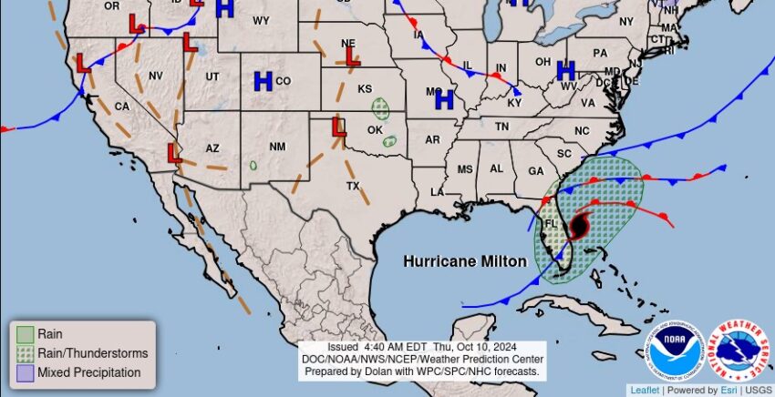 Short range forecast products depicting pressure patterns, circulation centers and fronts, and types and extent of precipitation.