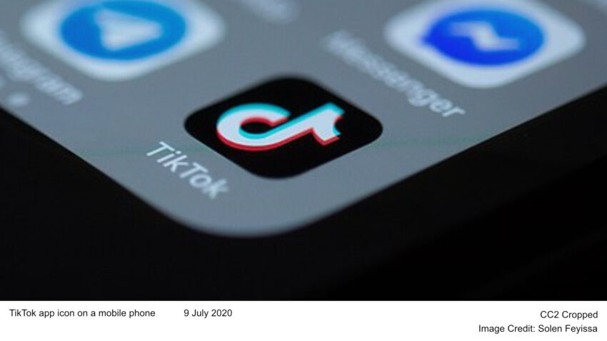 TikTok app icon on a mobile phone 9 July 2020